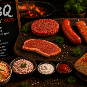 Gevarieerd barbecuepakket met diverse soorten ambachtelijk vlees voor de grill.