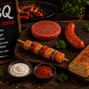 Gevarieerd barbecuepakket met diverse soorten ambachtelijk vlees voor de grill voor kinderen